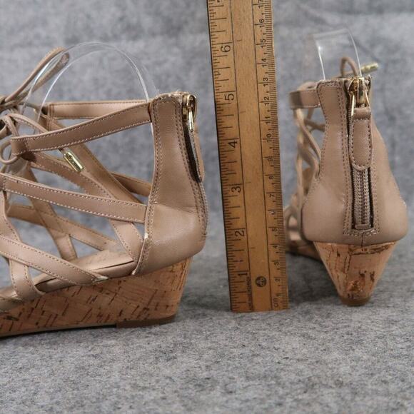 Franco Sarto Shoes Womens 6 Sandal Wedge Fashion Lace Up Zip Brixie Tan Open Toe - Picture 7 of 15